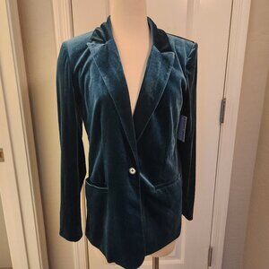 Nine West Green Velour Blazer. NWT. Size Medium